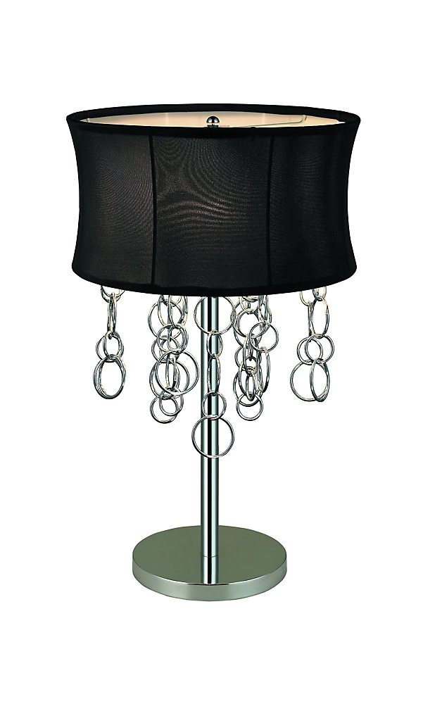 Halo Table Lamp With Chrome Metal Rings Black Shade