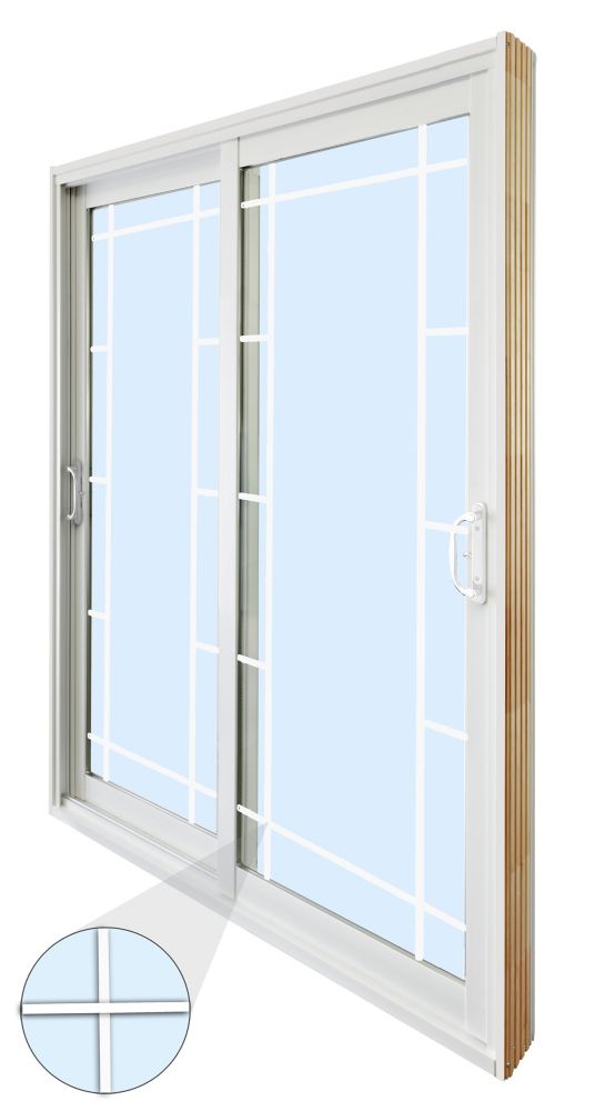 59 75 Inch X 79 75 Inch Clear Lowe Argon Prefinished White Double Sliding Vinyl Patio Door Energy Star