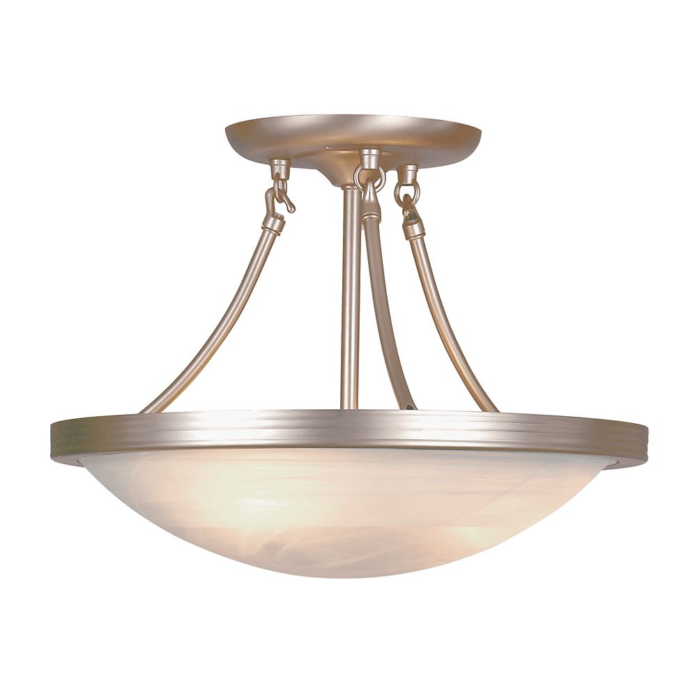 Hampton Bay 4 Light SemiFlushmount Cylinder Glass Wave Bar Fixture Brushed Nickel Finish The