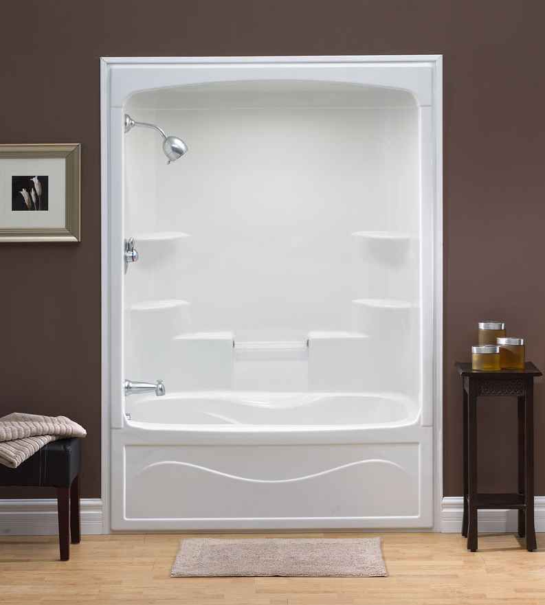 Mirolin Liberty 60 Inch X 88 34 6 Shelf Acrylic 1 Piece Mirolin Liberty 60 Inch X 88 34 6 Shelf Acrylic 1 Piece Right Hand Drain Tub Shower The Home Depot Canada