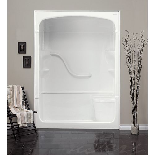 Mirolin Melrose 5 1-Piece Acrylic Shower Stall with Seat, Centre Drain ...