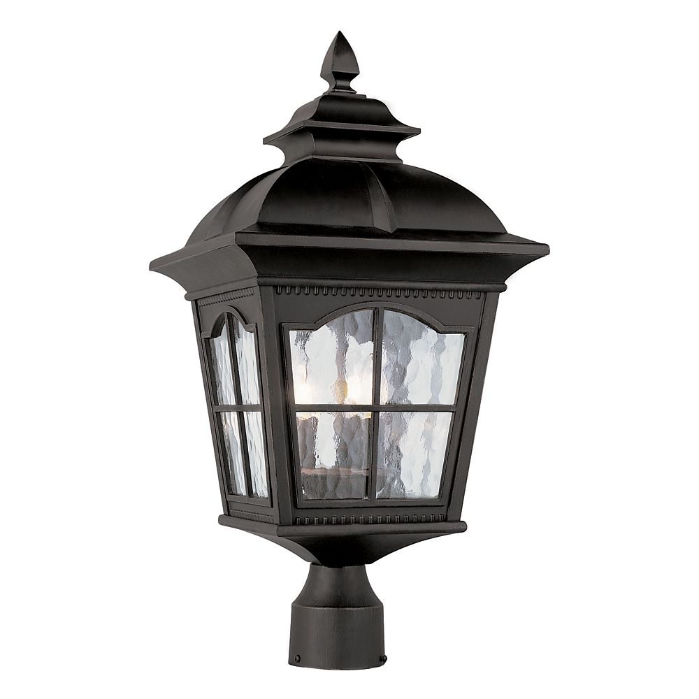 Canarm Ltd Hayden 3 Light Post In Black With Frosted Glass Hampton Bay Black Scalloped Window Post Light