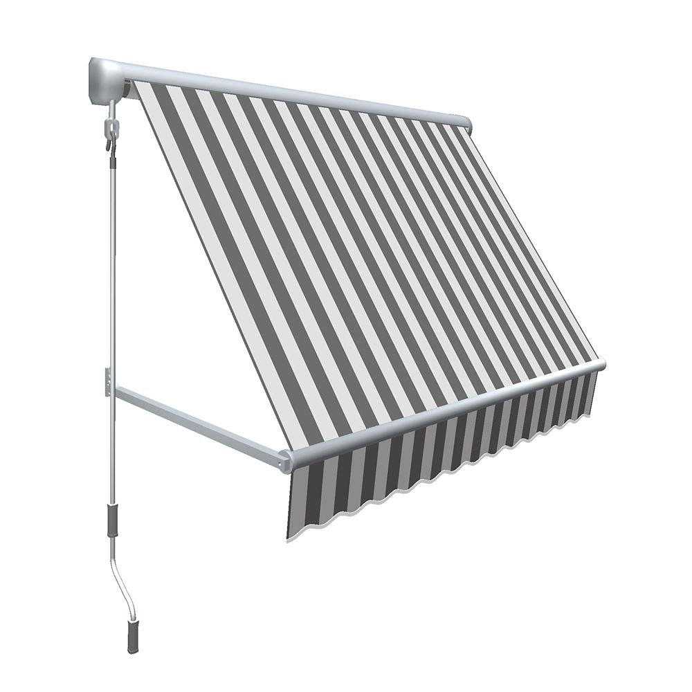 retractable awning mesa projection stripe ft inch window gray