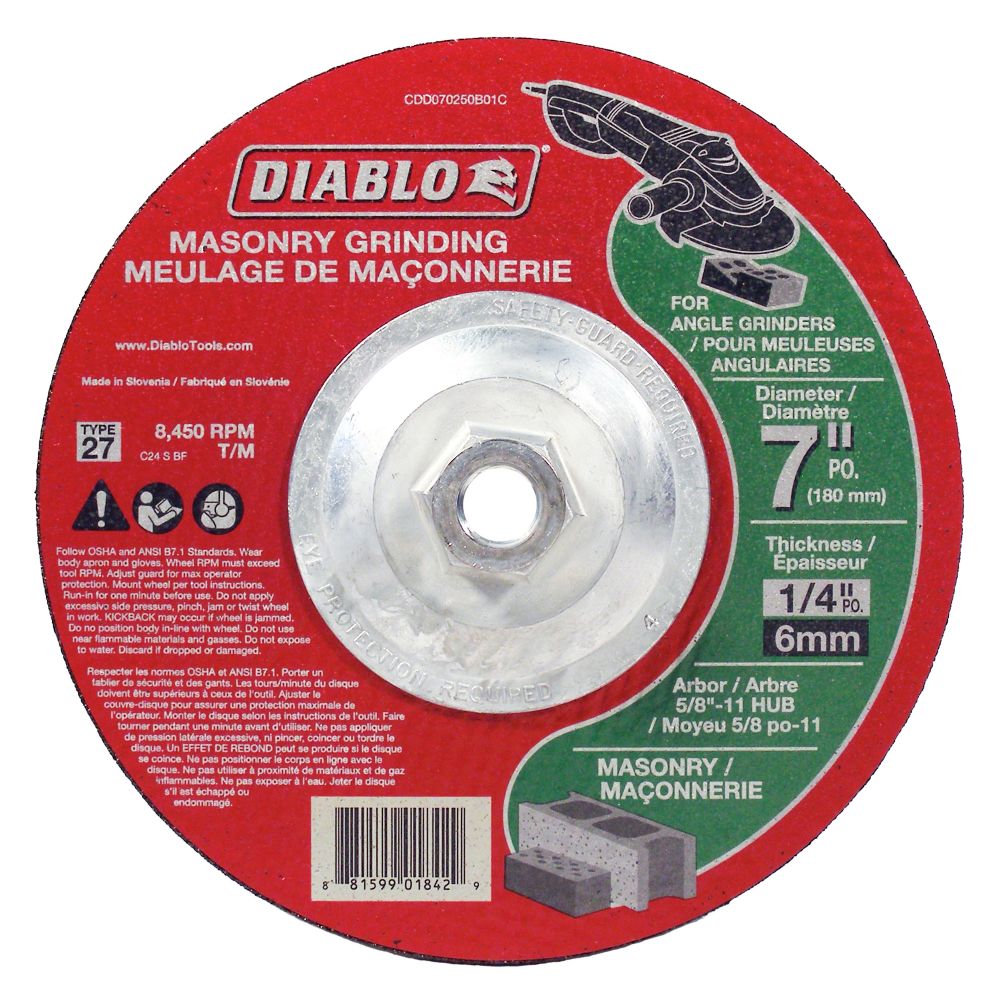 Diablo 7 x 1/4 Masonry Grinding Disc Type 27 The Home Depot Canada