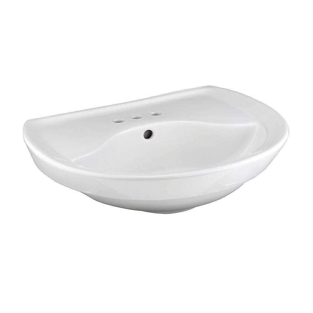 Ravenna Pedestal Sink Basin With 4 Inch Faucet Centres In White