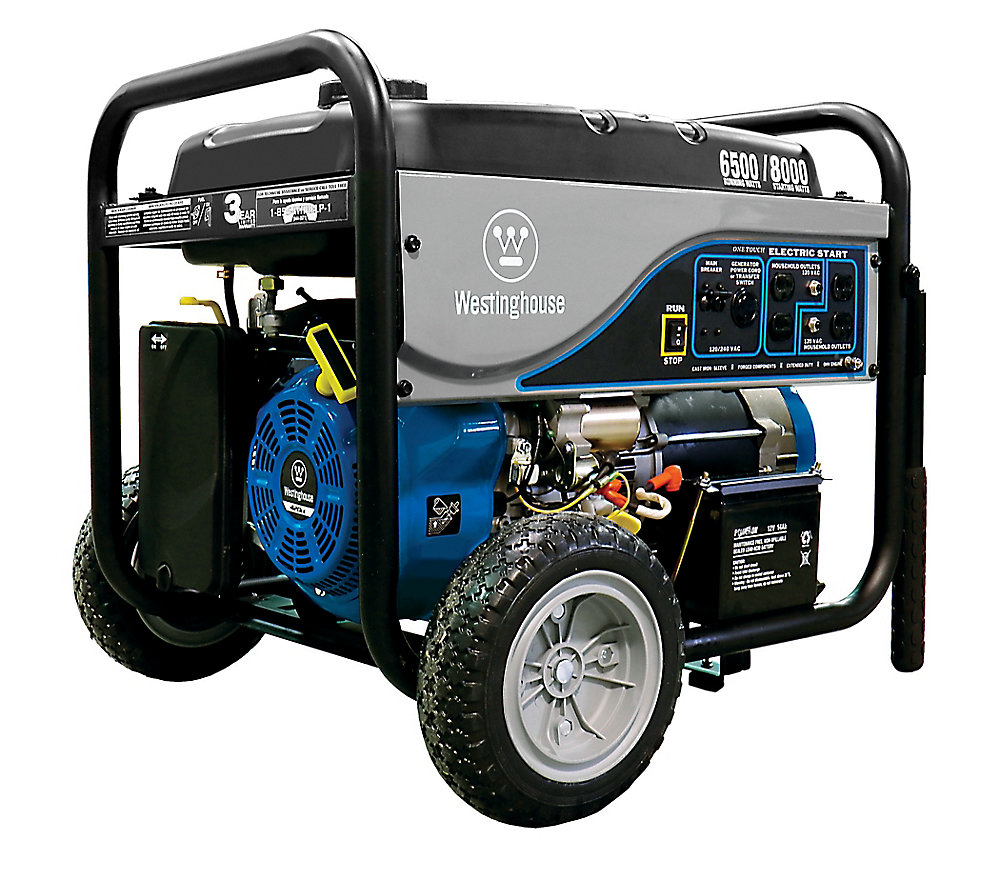 Westinghouse 6,500W Gasoline Powered Electric Start Portable Generator ...