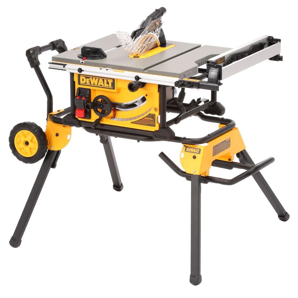 DEWALT 15 amp Corded 10inch Portable Table Saw with Rolling Stand