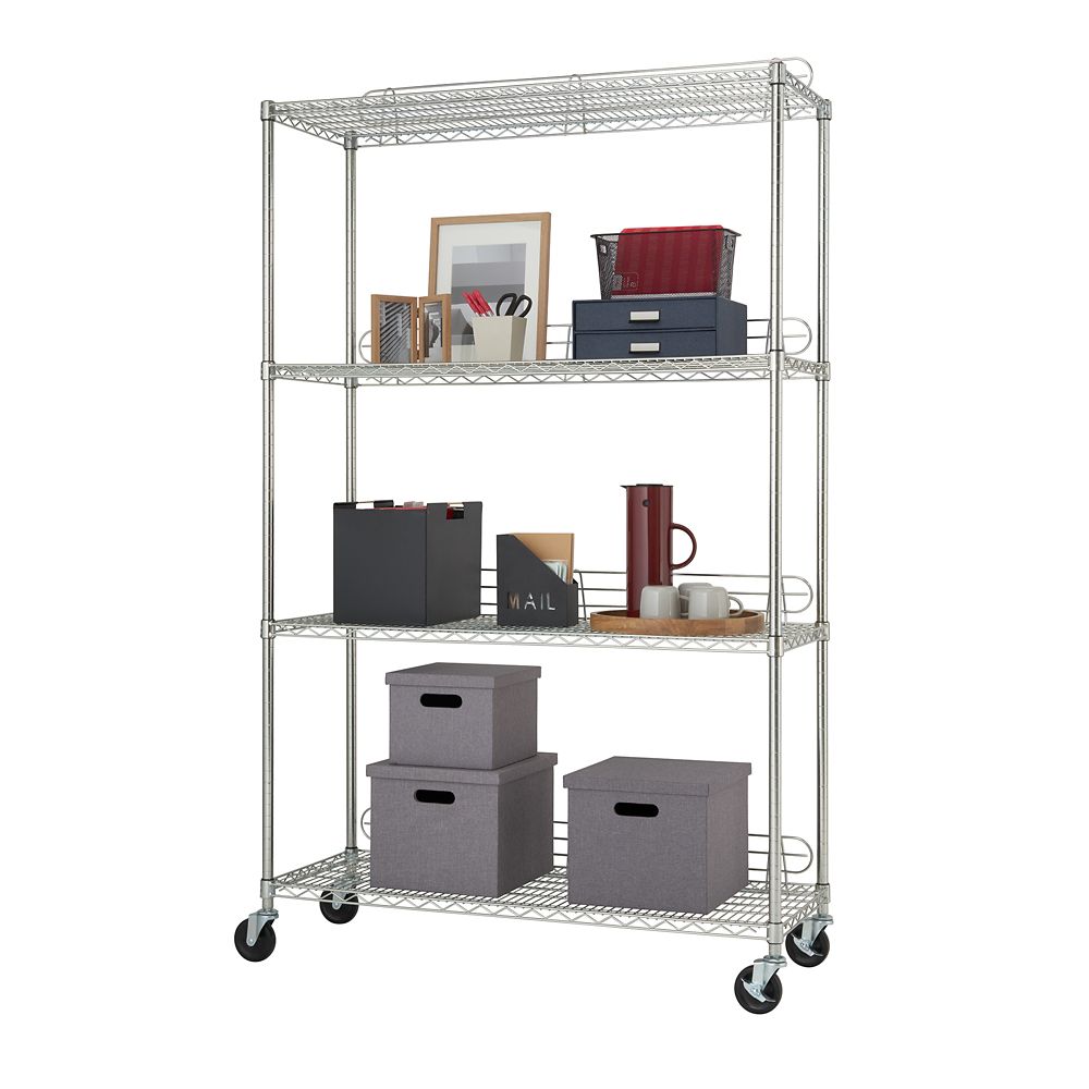 Ecostorage4Tier Nsf 48X18X72 Wire Shelving Rack With Wheels Chrome