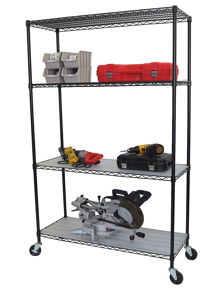 Trinity 4-Tier Nsf 48X18X72 Wire Shelving Rack With Wheels And Liners ...