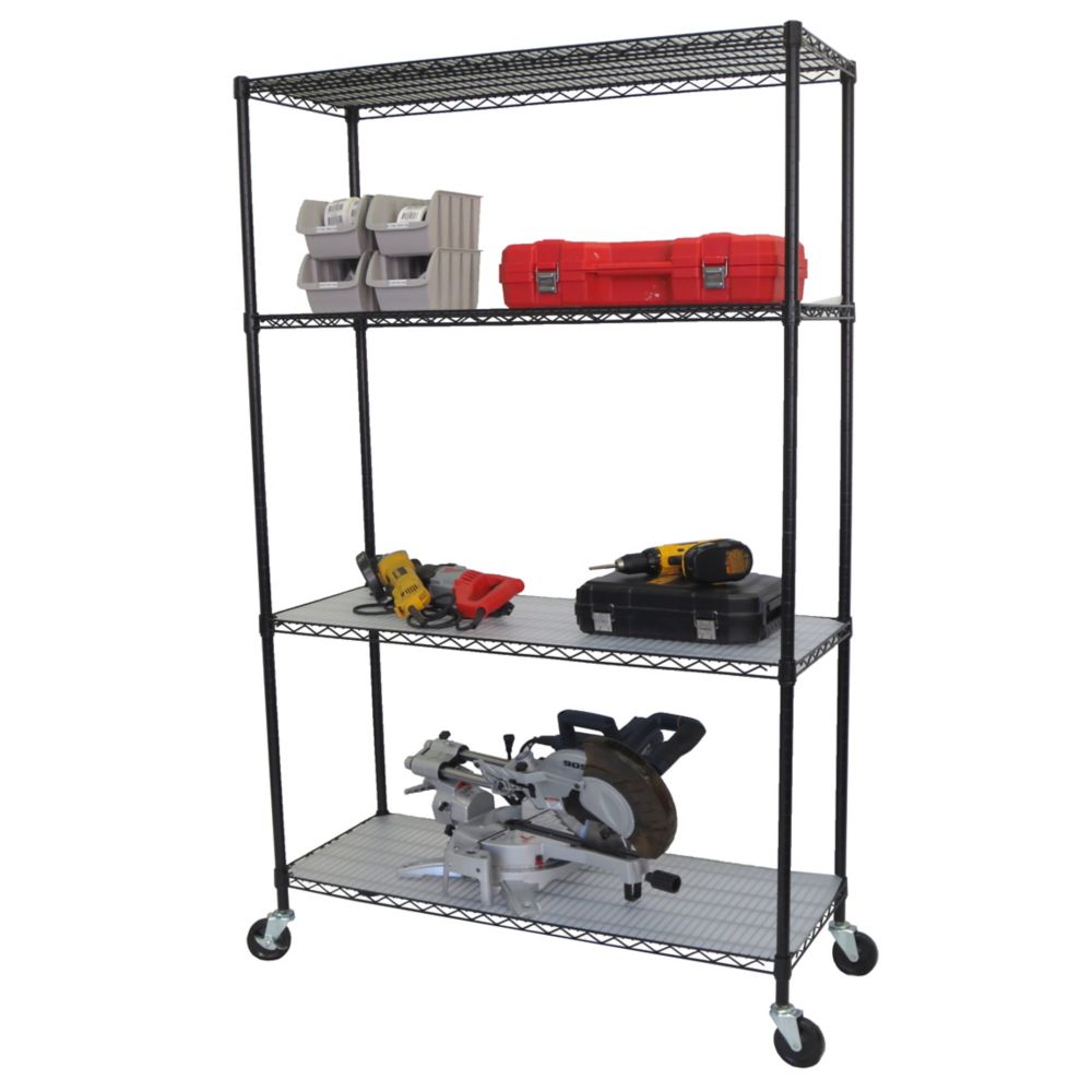Trinity 4Tier Nsf 48X18X72 Wire Shelving Rack With Wheels And Liners