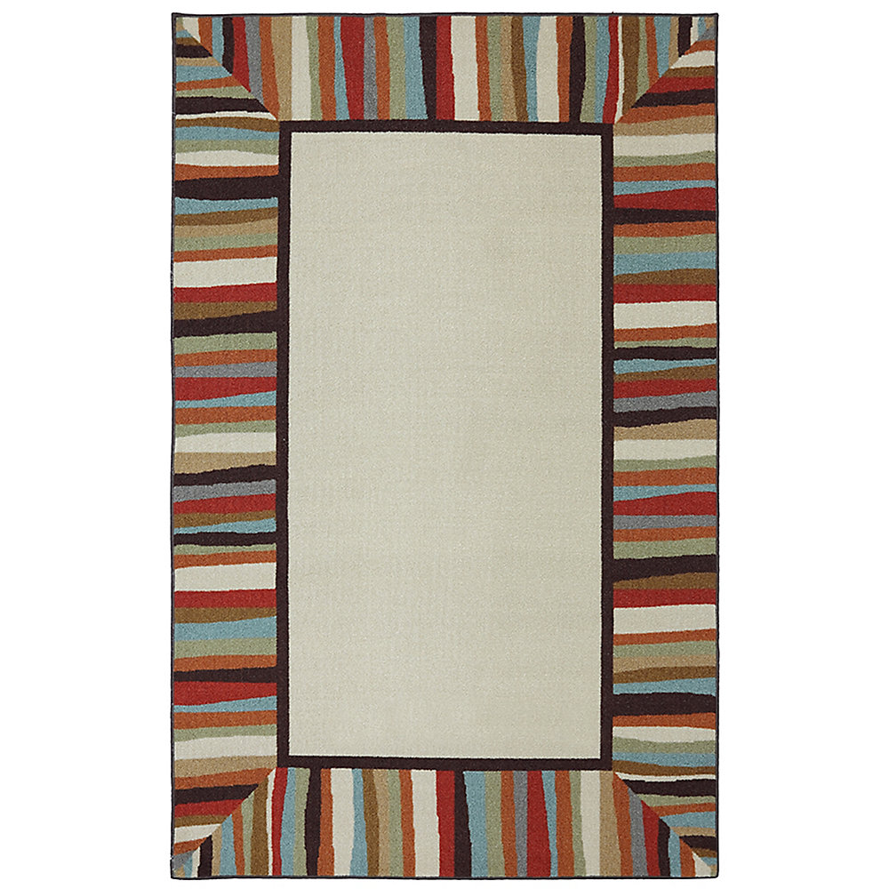 Multi Colour 5 Ft X 8 Indoor Outdoor Transitional Rectangular Area Rug