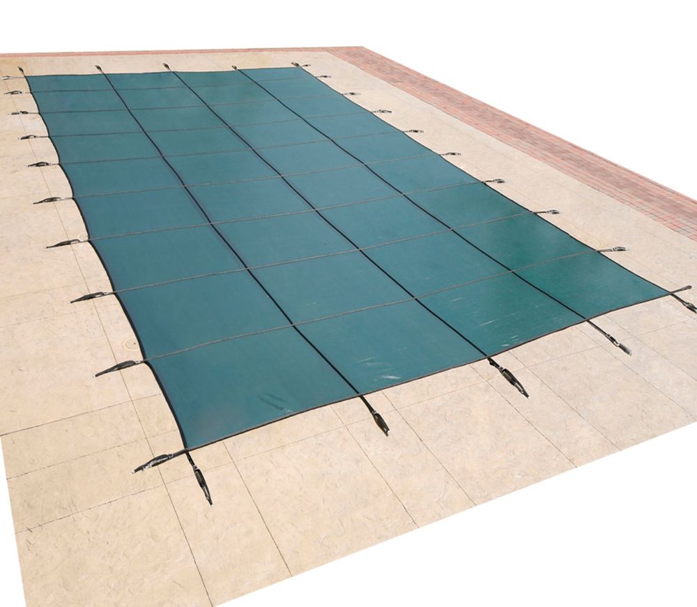 Blue Wave 16 ft. x 32 ft. Rectangular Green In-Ground Pool Safety Cover ...