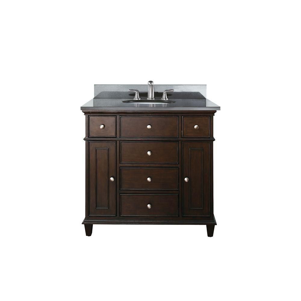 Avanity Windsor 37-inch W 5-Drawer Freestanding Vanity in Brown With ...
