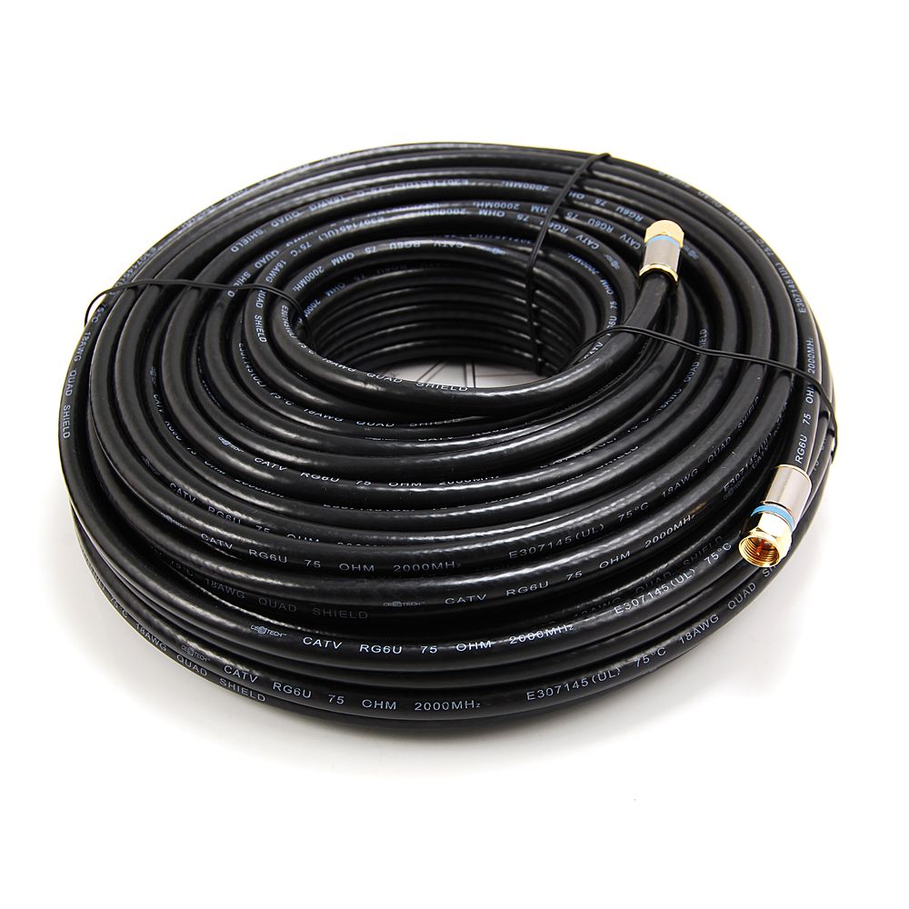 Commercial Electric 100 ft. RG6 Coaxial Cable in Black The Home Depot