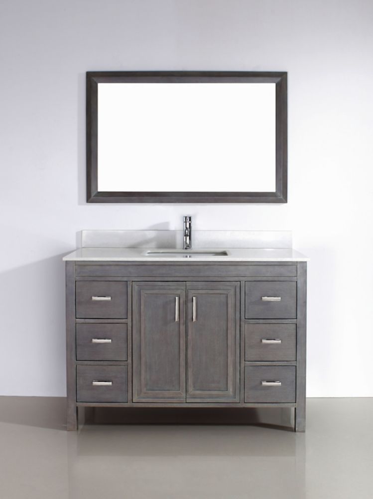 Art Bathe Corniche 48-inch W 6-Drawer 2-Door Vanity in Grey With ...