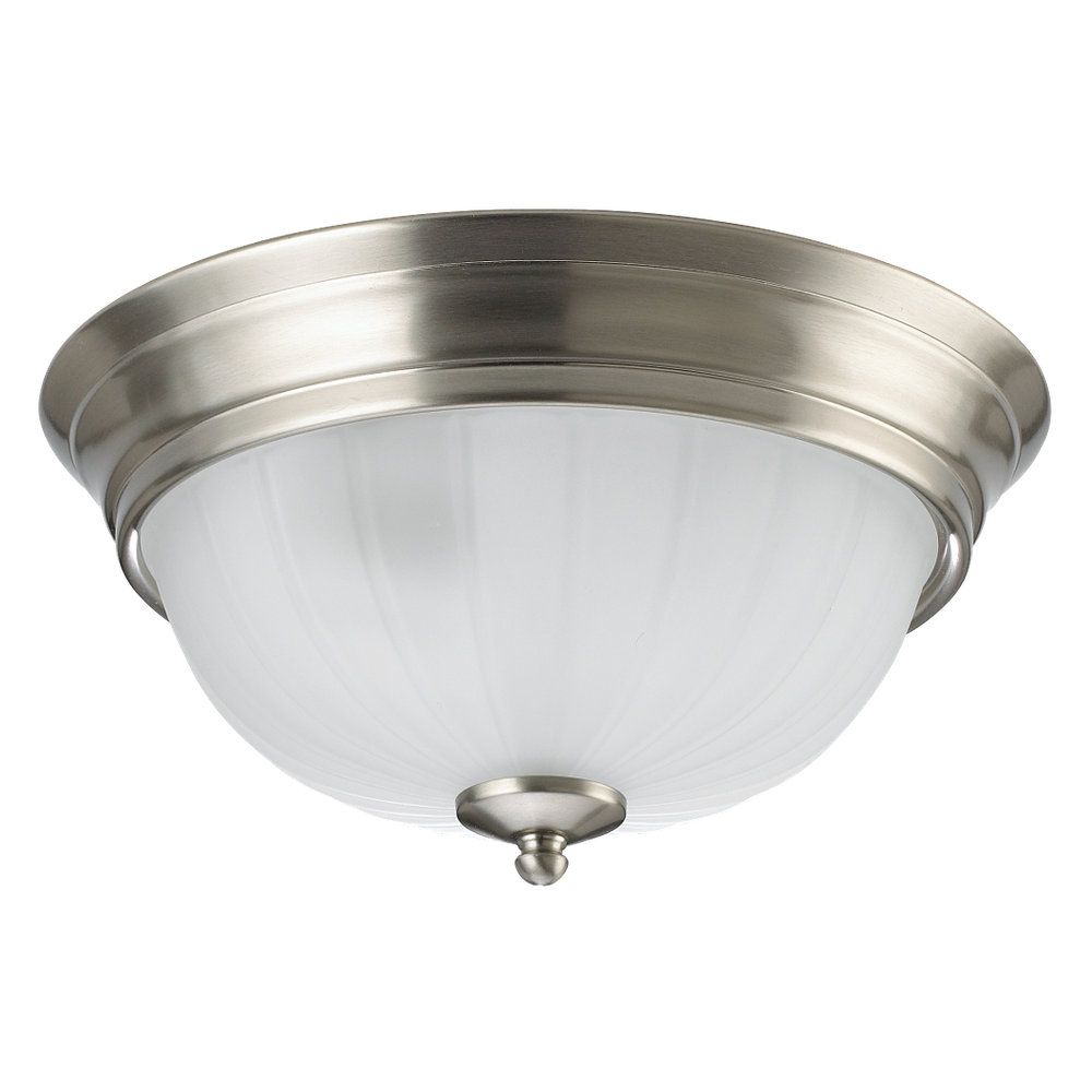 2 Light Brushed Nickel Fluorescent Ceiling Fixture   P 1000729574 