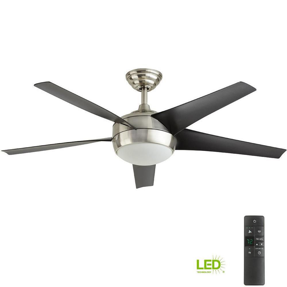Windward Iv 52 Inch Led Indoor Brushed Nickel Ceiling Fan With Light Kit And Remote Control