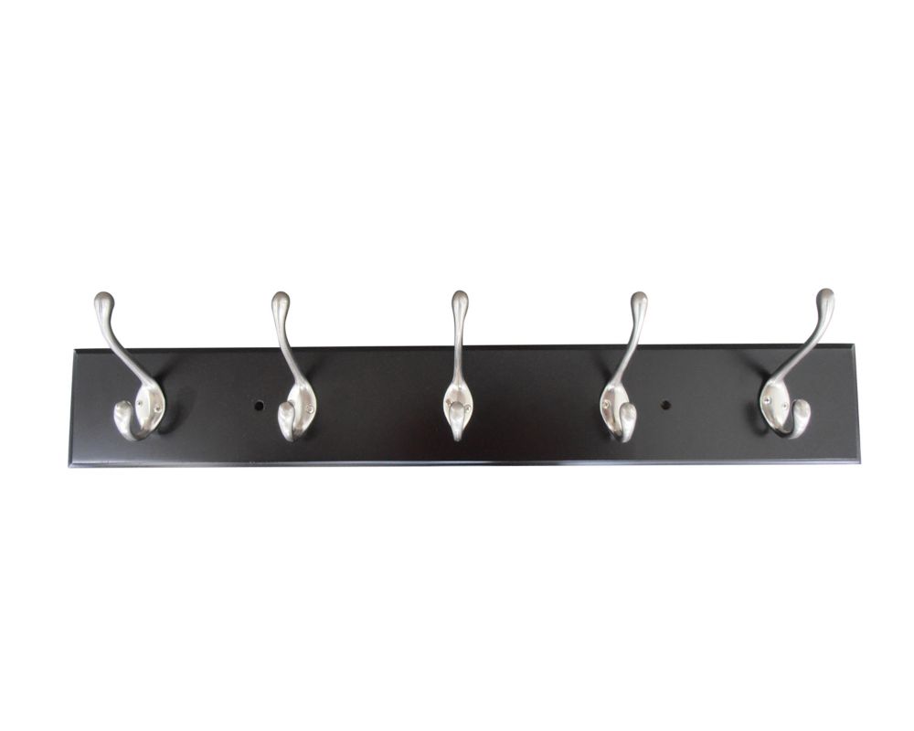 Hampton Bay 5-Hook Wall-Mounted Wood Coat Rack in Espresso | The Home ...