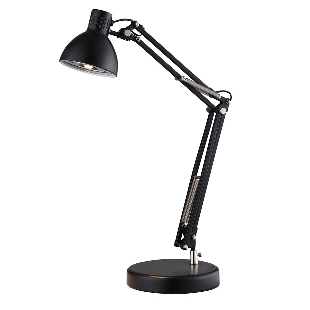 Hampton Bay 22.75-inch Fully Adjustable Desk Lamp in Black ...