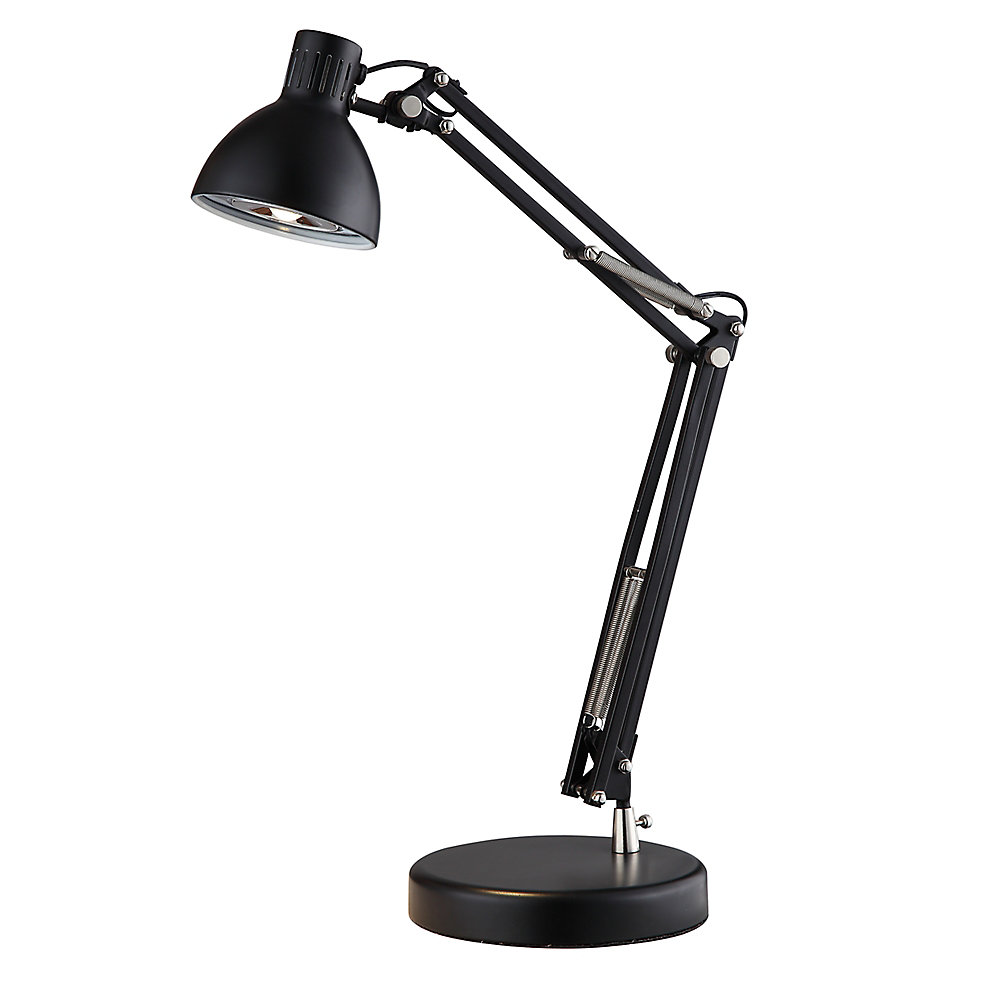 Hampton Bay 22.75-inch Fully Adjustable Desk Lamp in Black with Metal