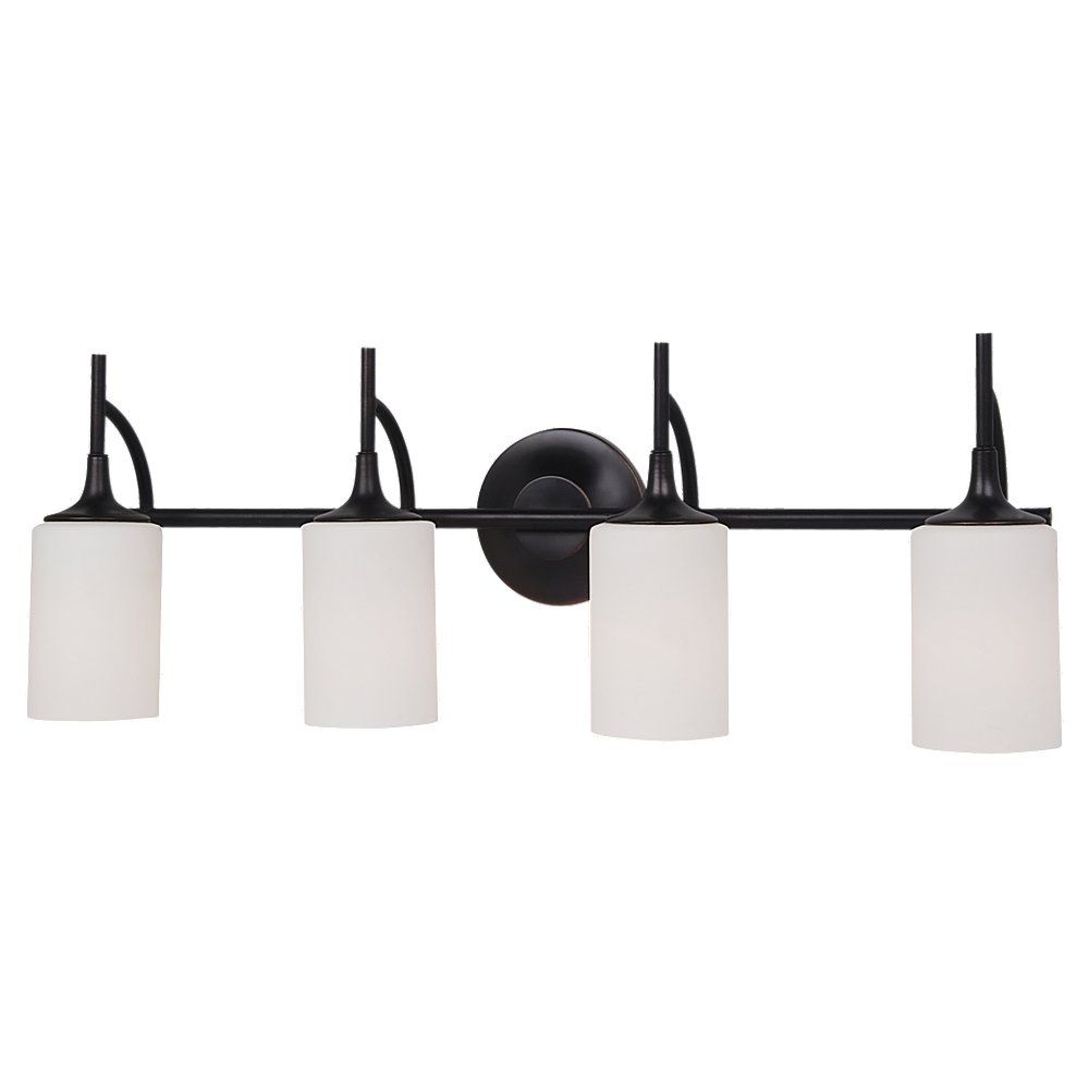 Hampton Bay 4Light Square Back Plate Bathroom Fixture with Frosted