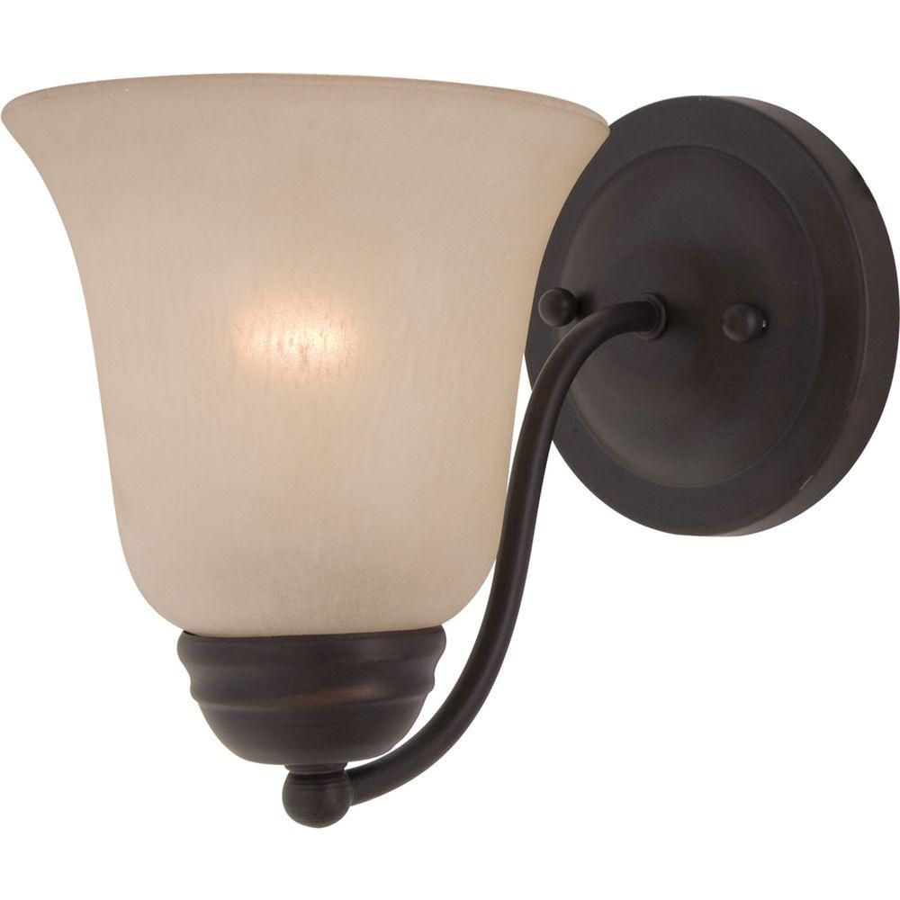 Illumine 1 Light Wall Sconce Oil Rubbed Bronze Finish Wilshire Glass   P 1000733233 