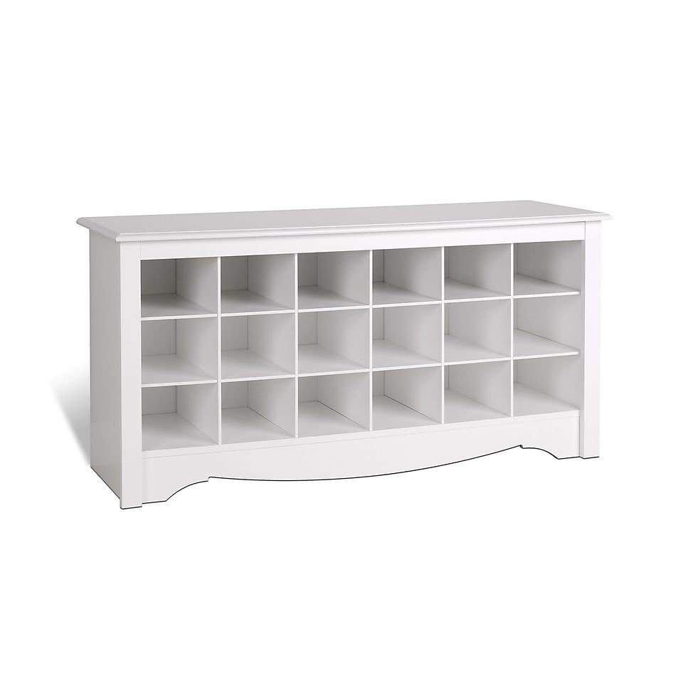Prepac 48inch Shoe Storage Cubby Bench in White The Home Depot Canada