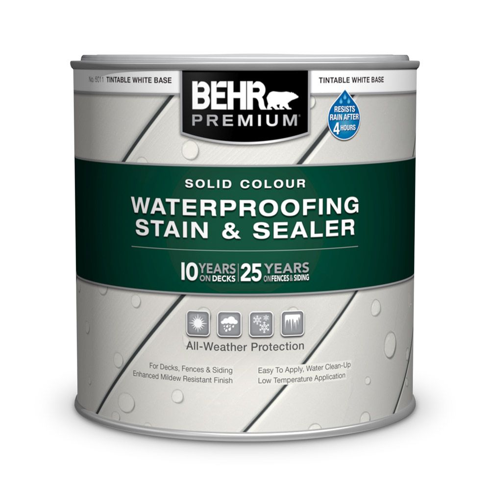 BEHR PREMIUM SOLID Colour Weatherproofing Wood Stain, White No. 5011