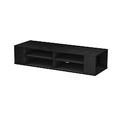 City Life Wall-Mount 4-Shelf Media Console in Black Oak