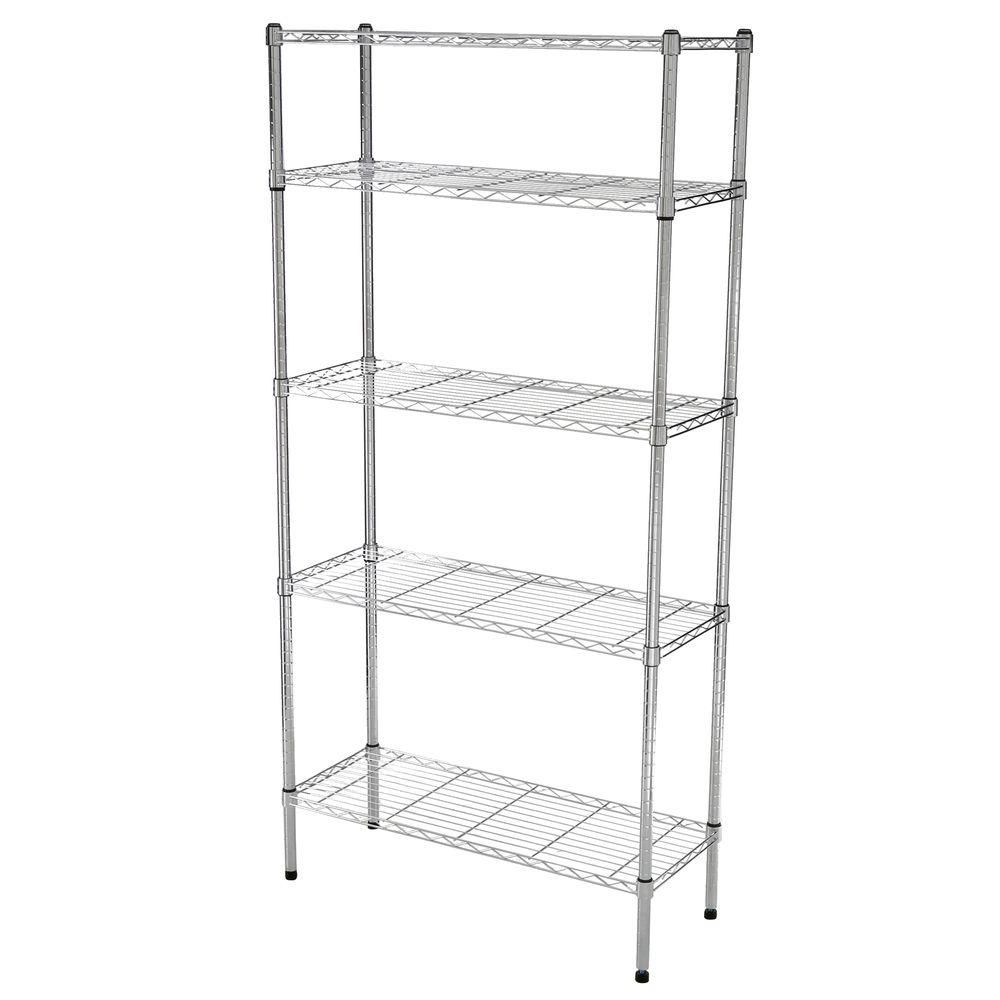 HDX 36-inch W 5-Tier Heavy Duty Shelving Unit in Chrome | The Home ...