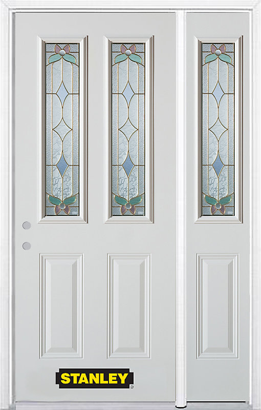 Stanley Doors 50 25 Inch X 82 375 Aristocrat Brass 2 Lite Stanley Doors 50 25 Inch X 82 375 Aristocrat Brass 2 Lite Panel Prefinished White Right Hand Inswing Steel Prehung Front Door With Sidelite And