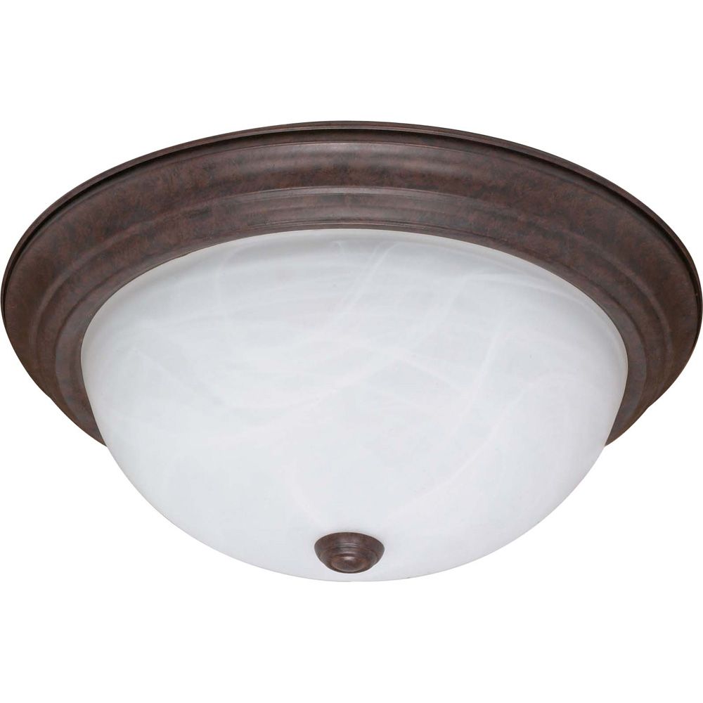 Glomar 2Light Old Bronze Fluorescent 11 Inch Flush Fixture with