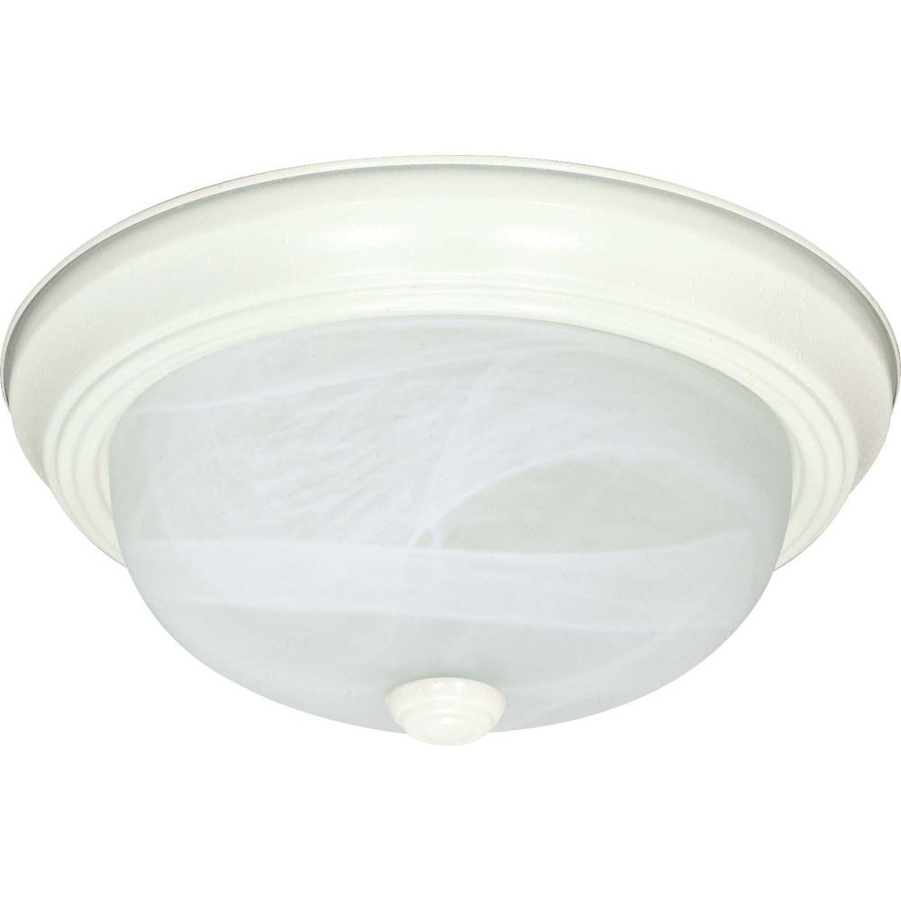 Hampton Bay Low Profile 60w Brushed Nickel And White Integrated Led Glomar 2 Light Textured White Fluorescent 11 Inch Flush