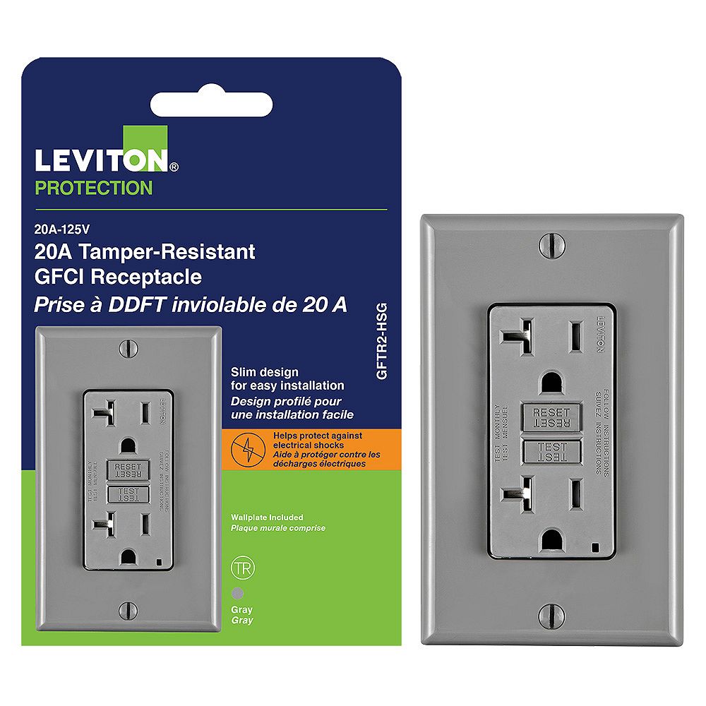 Leviton Decora 20 Amp TamperResistant Slim GFCI