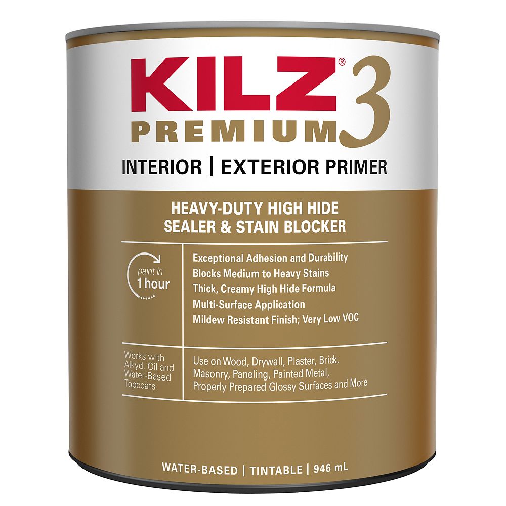 KILZ 3 PREMIUM Interior/Exterior Primer - 946 mL | The Home Depot Canada