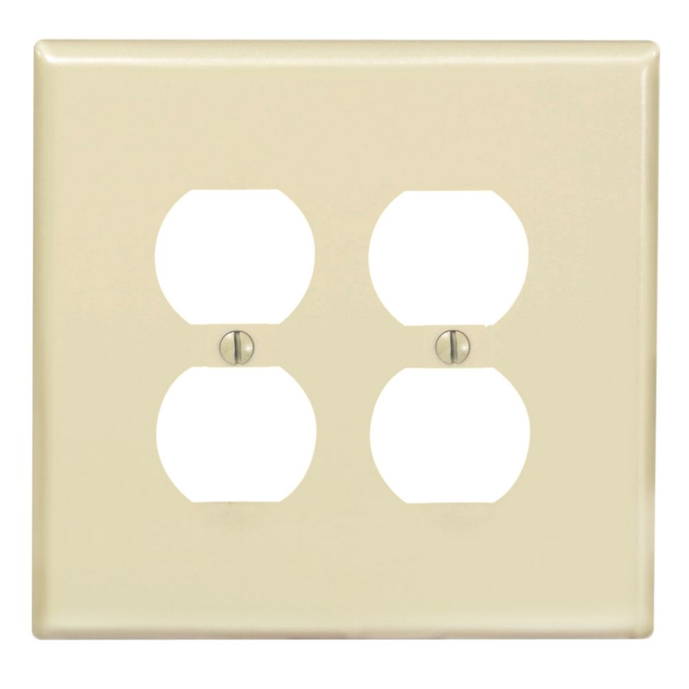 Leviton 2Gang Midway Nylon Duplex Receptacle wall plate, in Ivory
