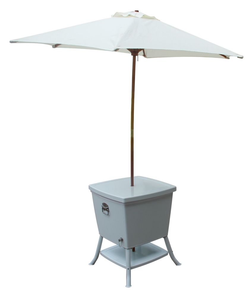 Leisure Season Cooler Table With Umbrella The Home Depot Canada