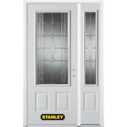 48 25 Inch X 82 375 Seattle Zinc 1 2 Lite Panel Prefinished White Right Hand Inswing Steel Prehung Front Door With Sidelite And Brickmould