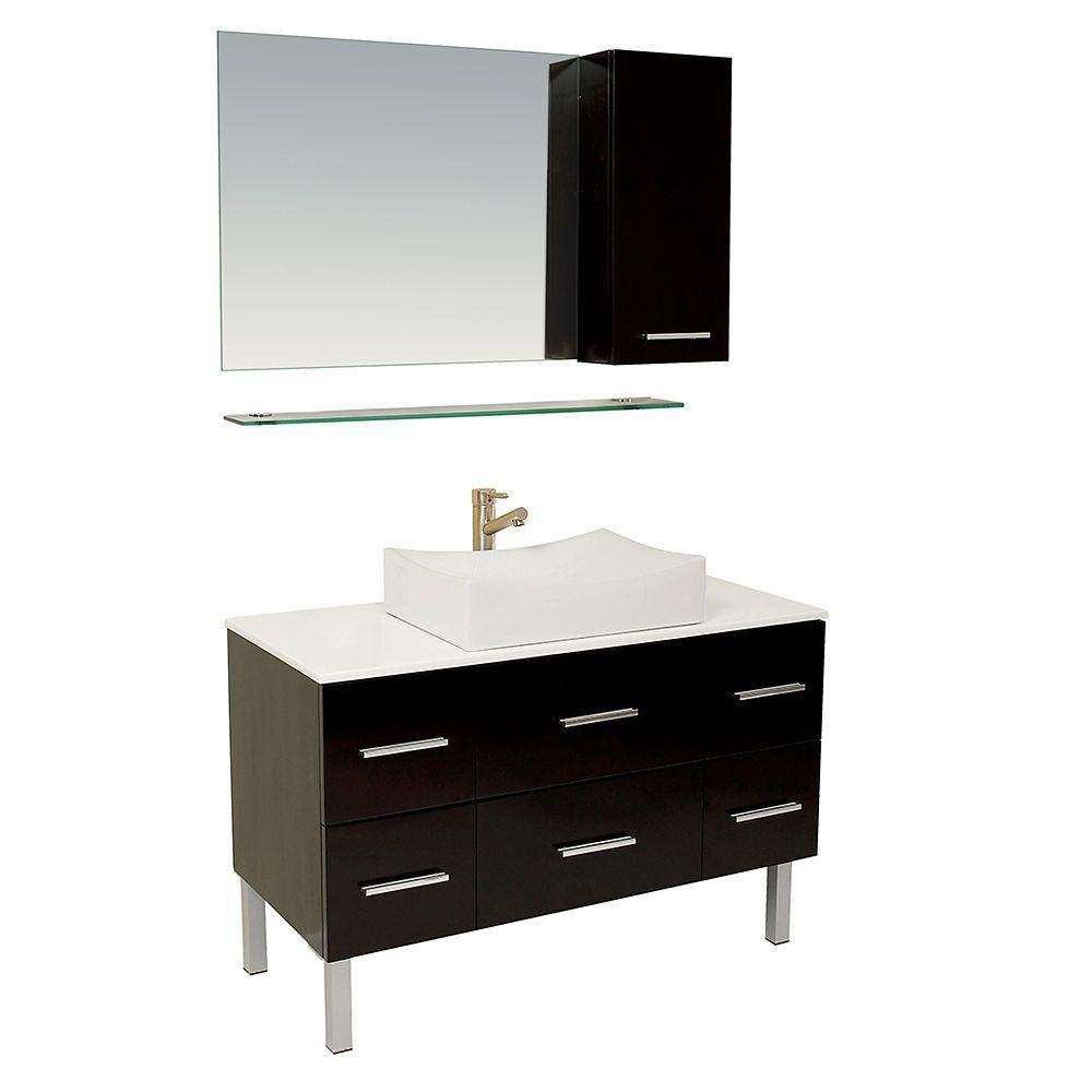 Fresca Distante Espresso Modern Bathroom Vanity With Mirror And Side ...