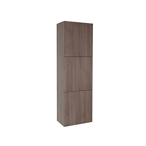 Fresca Gray Oak Bathroom Linen Side Cabinet With 3 Large Storage