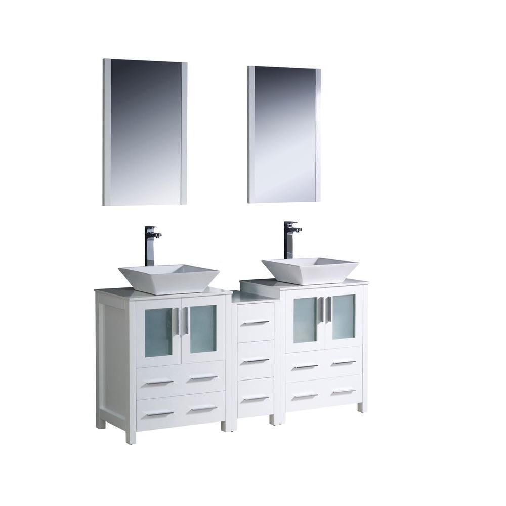 Fresca Torino 60-inch W 7-Drawer 4-Door Vanity in White ...