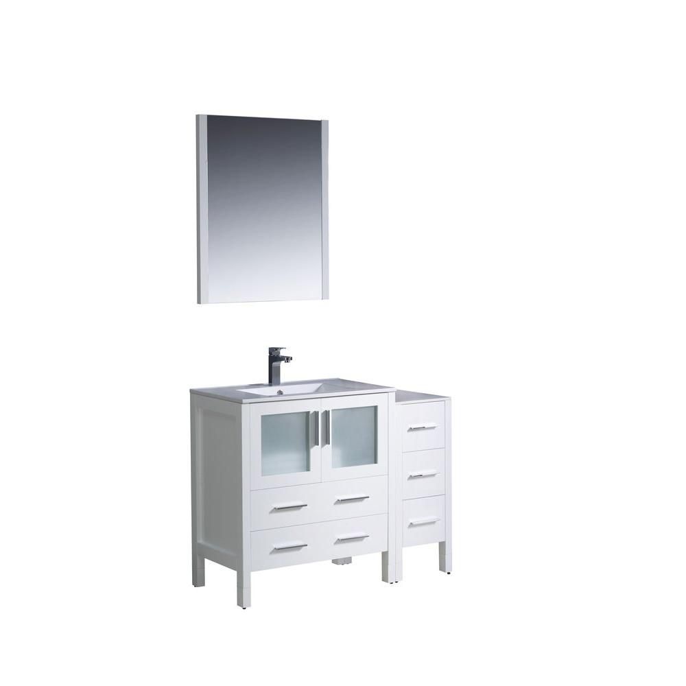 Fresca Torino 42inch W Double Vanity in White Finish with Side