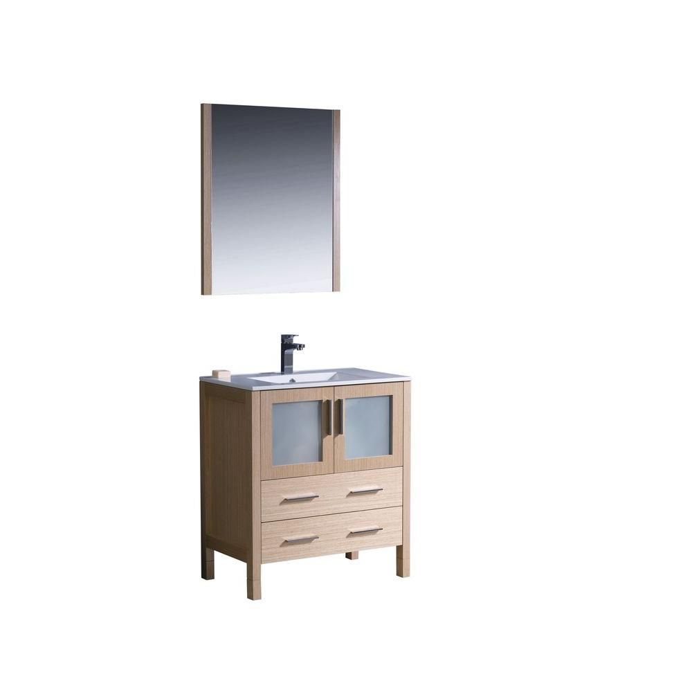 Fresca Torino 30inch W Vanity in Light Oak Finish with Undermount Sink
