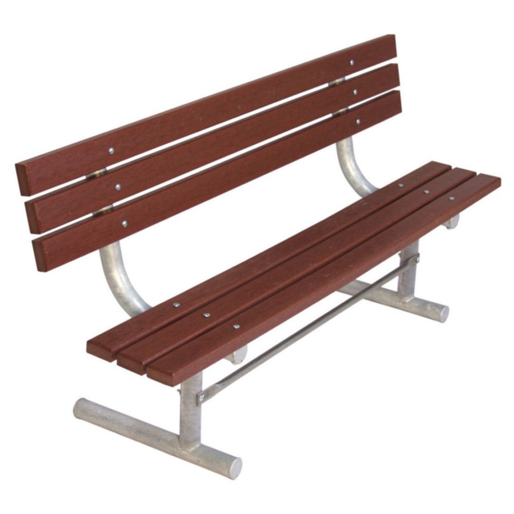 UltraSite 6 ft. Commercial Recycled Plastic Portable Bench with Back in ...