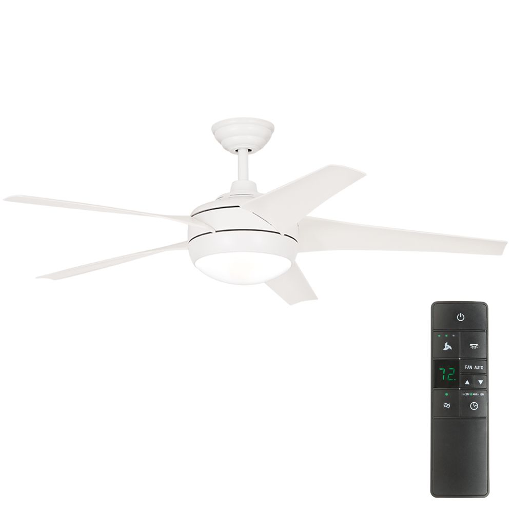 Windward Iv 52 Inch Led Indoor Matte White Ceiling Fan With Light Kit And Remote Control