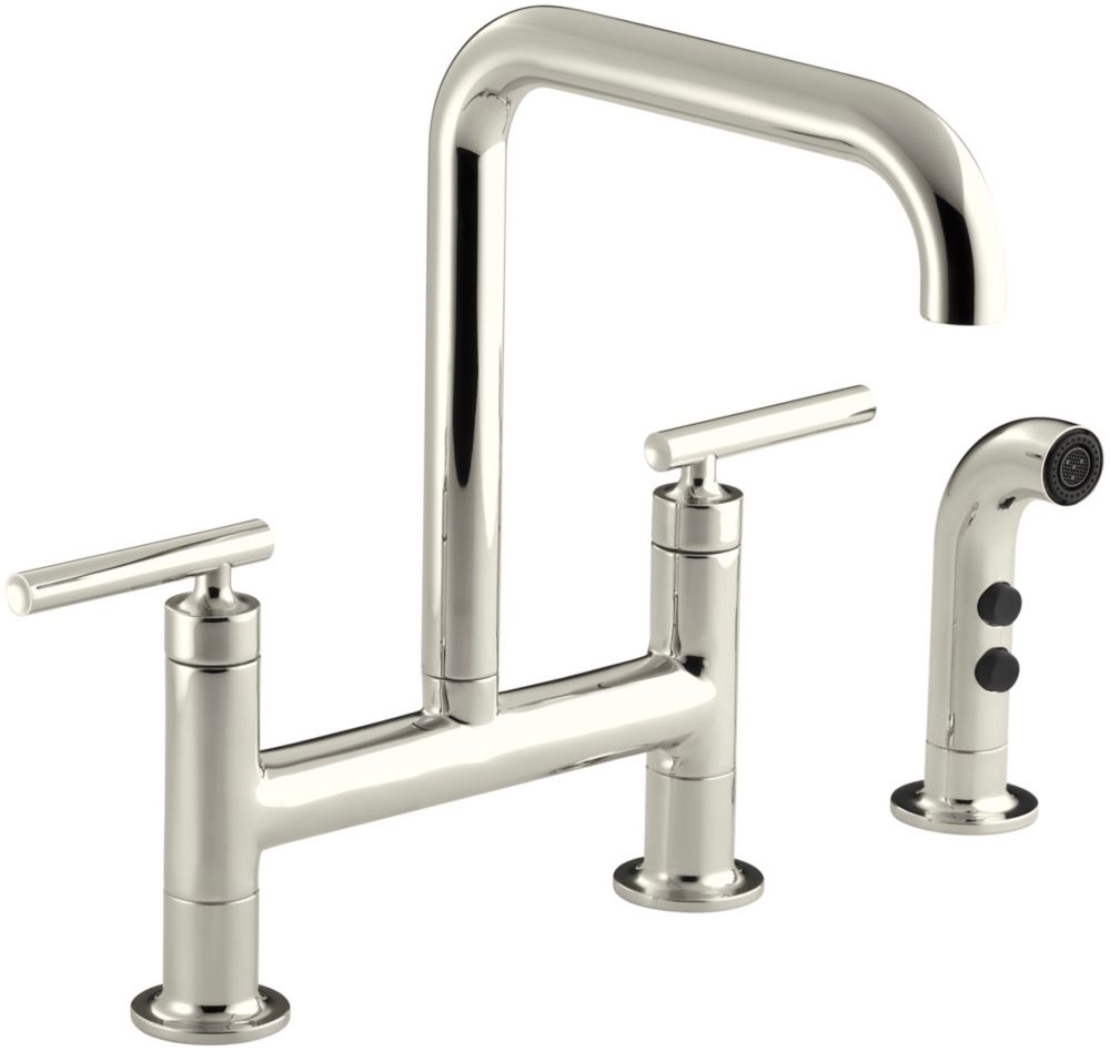 Kohler Purist Deck Mount Bridge Faucet With Spray The Home