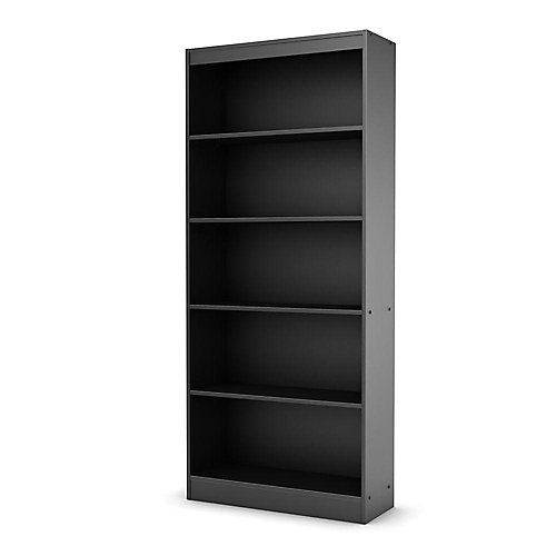 South Shore Freeport 5-Shelf Bookcase Pure Black | The Home Depot ...