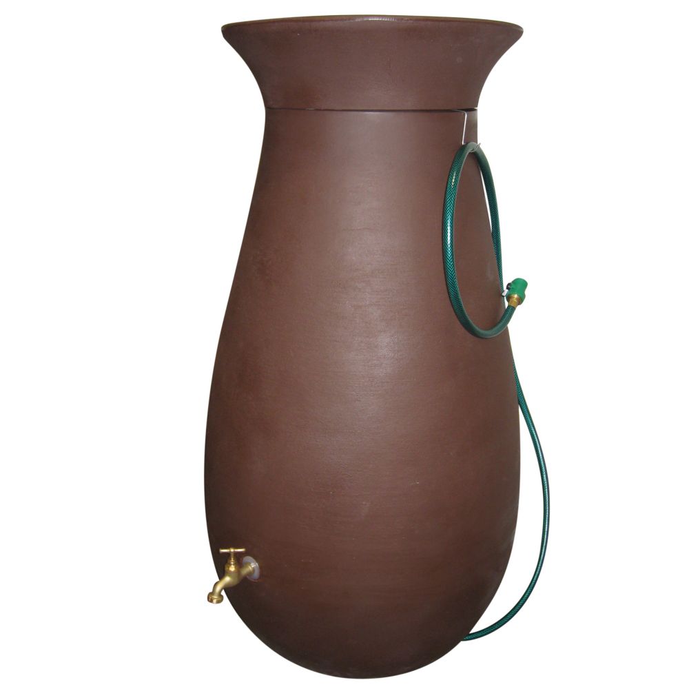 Cascata 65 Gal. Decorative Rain Barrel with Integrated Planter in Dark