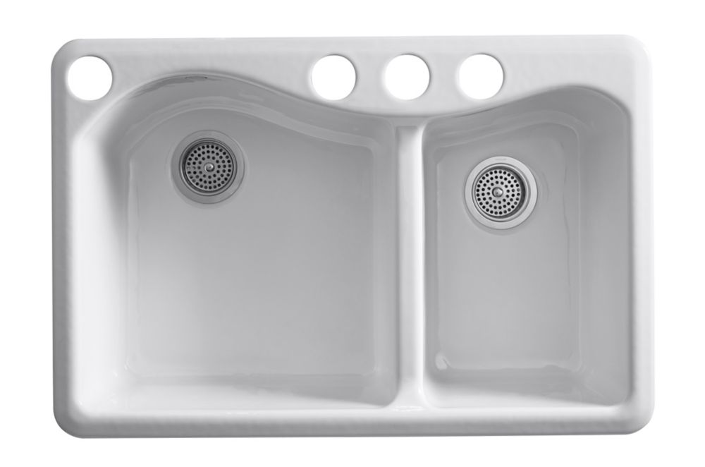 KOHLER Lawnfield(TM) Undercounter Offset Double Basin Sink With Four