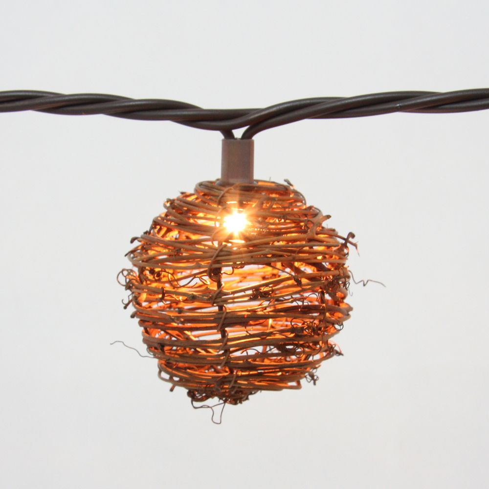 Hampton Bay 10-Light Clear Natural Rattan Ball String Light Set | The Home Depot Canada